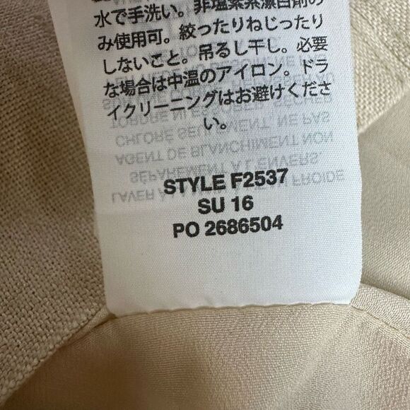 J Crew Beige Gold Metallic Linen Shift Dress Size 0 Grommet V-neck Cap Sleeve - Picture 10 of 12